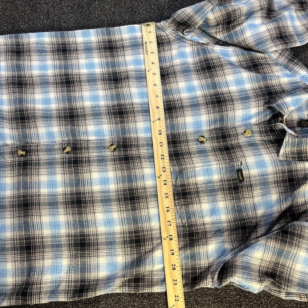 Lee Flannel Mens Large Blue Plaid Shirt‎ Jacket Outdoor - Picture 5 of 9